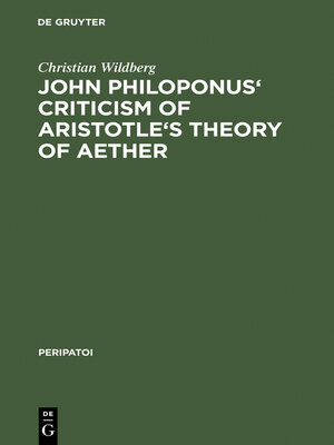 cover image of John Philoponus' Criticism of Aristotle's Theory of Aether